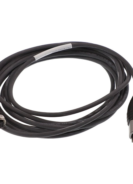 Introducing the AGCO | CORD - ACP0494860: a coiled black cable featuring a multi-pin connector on one end and a rectangular plug on the other. For any questions or to inquire about ordering, please contact our support team.