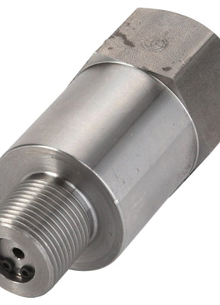 An AGCO BOLT - D28382049, a metal cylindrical object with threaded ends, possibly serves as a vital component for industrial machinery or plumbing systems.
