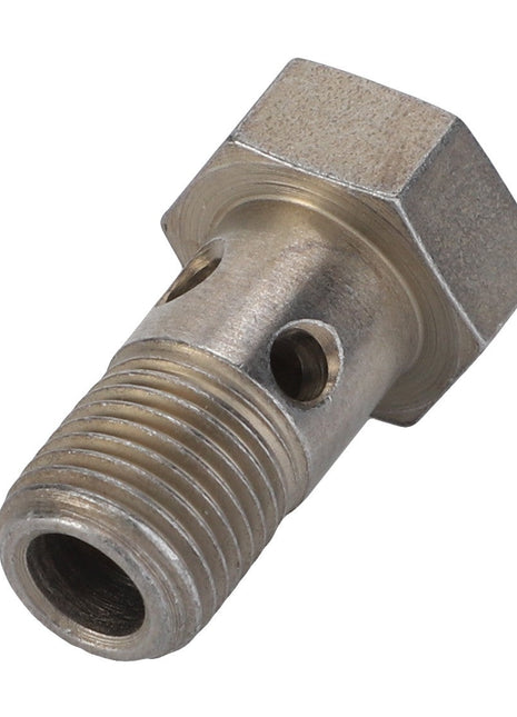 The product is an AGCO Banjo Bolt - F149200090250, which features a metal threaded fitting with a hexagonal head and side holes. No current product description available.