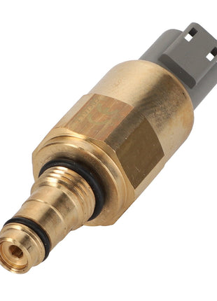 The AGCO Pressure Sensor - Acx2600850 features a brass and gray design with a threaded body and a durable black O-ring at the tip.