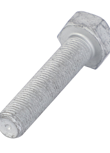 A close-up of the AGCO Hex Head Bolt (F716201310160) featuring its silver hexagonal head and threaded shaft.