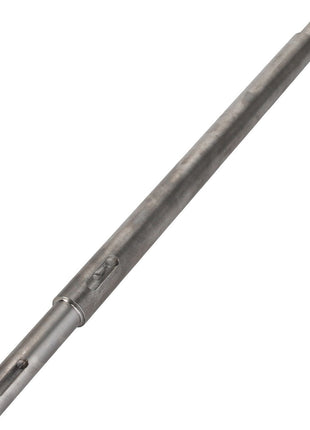 The AGCO SHAFT - D28781096, a metal rod with a cylindrical shape, featuring a narrow end and a segment with a small drilled hole near its midpoint, is currently not part of any existing product description information.