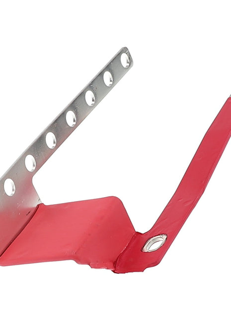 AGCO | Buss Bar - Acw1743430 by AGCO is a metal bracket featuring holes on one side and a red-coated, angled extension on the other, designed for versatile applications and easy installation.