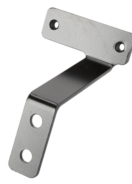 The AGCO | Bracket - Acw3378880 from the brand AGCO is a black, Z-shaped metal bracket featuring three holes on one side and two holes on the other, specifically designed for mounting or fastening purposes. Currently, there is no information available about any additional accessories for this bracket.