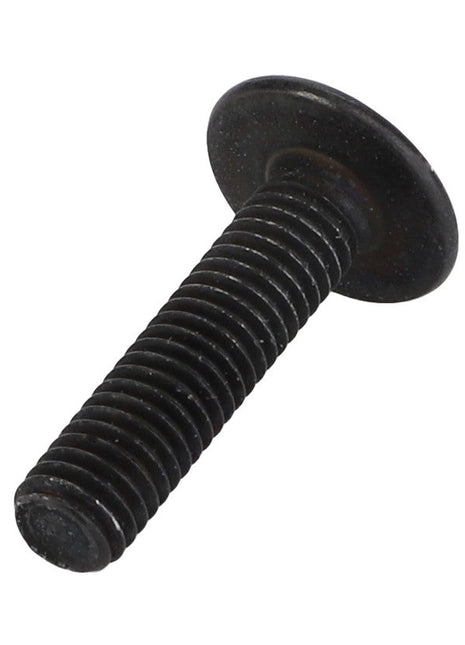 The AGCO | Torx Head Screw - Acx3034190 by AGCO features a black metal construction with a wide, flat Torx head and a threaded shaft that is angled slightly upward. No current product description information is available.