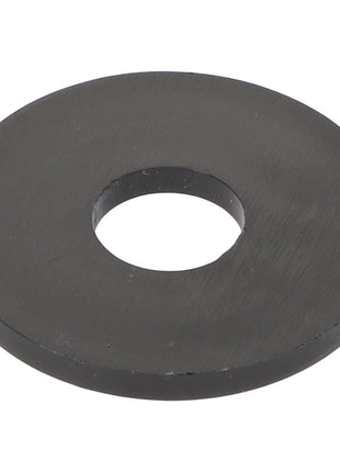The AGCO NYLON WASHER - AG721909 is a flat, circular black washer with a central hole, designed for distributing the load and enhancing the stability of a threaded fastener.