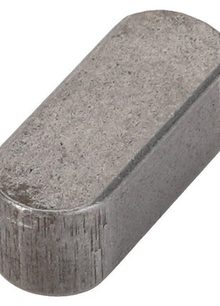 A close-up image showcases the AGCO | KEY - D46150511, a rectangular metal part with rounded edges on two of its sides, highlighting its precise craftsmanship.