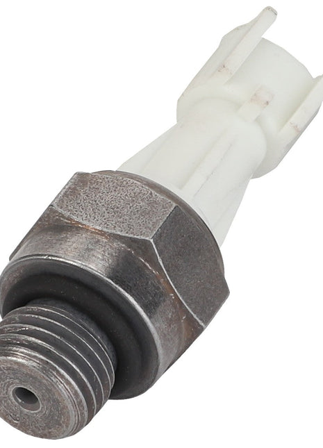 A close-up of the AGCO Pressure Switch - Acp0311220, featuring a threaded end and an electrical connector, made of metal and plastic.