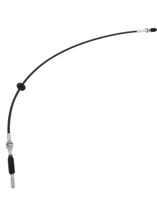 The AGCO | Cable - Acp0666260 by AGCO is a black mechanical cable with metal connectors on both ends, commonly used in bicycles or motorcycles for controlling brakes or gears. No current product description available for this product.
