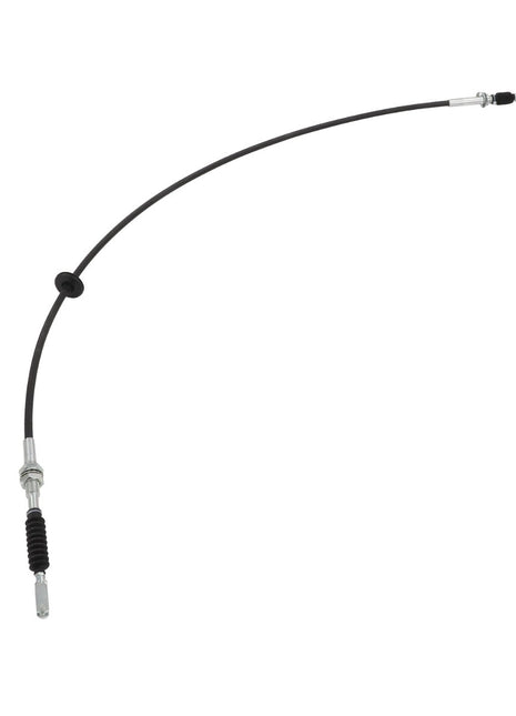 The AGCO | Cable - Acp0666260 by AGCO is a black mechanical cable with metal connectors on both ends, commonly used in bicycles or motorcycles for controlling brakes or gears. No current product description available for this product.