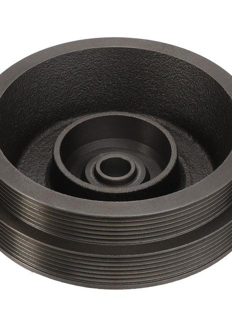 Introducing the AGCO | Pulley - Acw015239D, a precisely machined metal pulley featuring multiple grooves and a central hole for easy mounting.