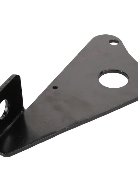 The AGCO Bracket - Acp0198120, a black metal bracket from the AGCO brand, features an angled edge and three holes of varying sizes. No current product description available.