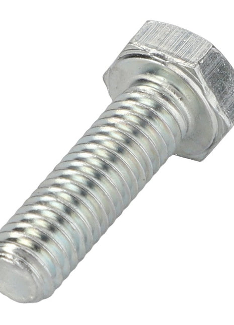 Against a white background lies an AGCO HEXAGONAL HEAD BOLT - 0901-20-47-00, featuring a silver finish and threading along its shaft, but no current product description information is available.