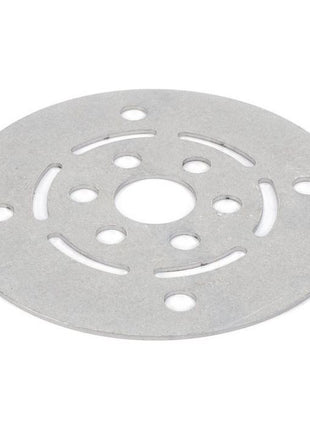 A round metal plate with multiple circular and elongated holes arranged symmetrically, ideal for Massey Ferguson models, branded as AGCO Massey Ferguson - Element - FEL172667.