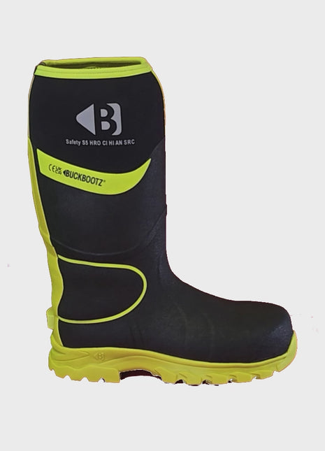 Buckler - Buckler Hi Viz Safety Wellies - Black -BBZ8000BK/YL