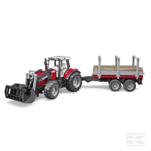 Massey Ferguson 7480 with front loader and timber trailer - U02046