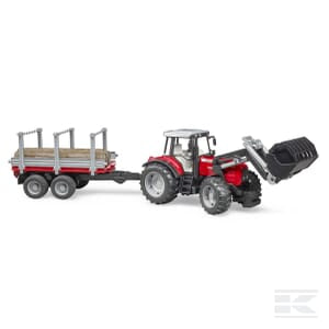 Massey Ferguson 7480 with front loader and timber trailer - U02046