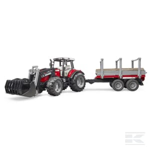 Massey Ferguson 7480 with front loader and timber trailer - U02046