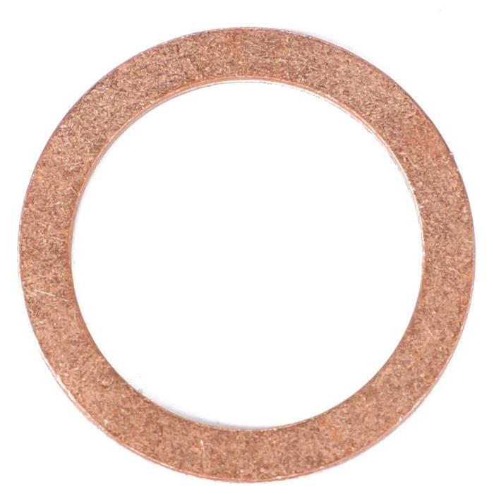 A flat, round copper sealing washer with a central hole, perfect for use in Massey Ferguson tractors. Product Name: AGCO Massey Ferguson - Sealing washer - X540007678000.