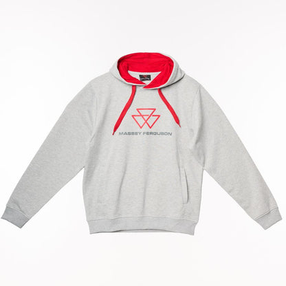 MF Greyline Hoodie with Flocked Logo & Red Hood Lining, Adjustable Drawstrings - Model X993442504