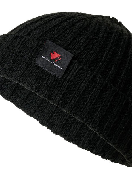 MF Kid’s Black Ribbed Beanie – X993482503000 Wool Knit with MF Logo