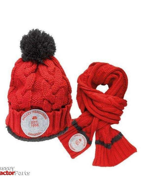 Kids Knitted Hat and Scarf - X993080177000-Massey Ferguson-Cap,Childrens Clothes,Clothing,Clothing Hat,Hat,kids,Kids Clothes,Kids Collection,Merchandise,On Sale