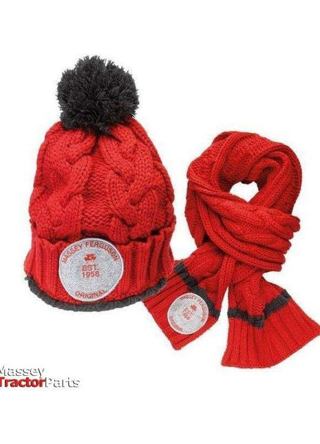 Kids Knitted Hat and Scarf - X993080177000-Massey Ferguson-Cap,Childrens Clothes,Clothing,Clothing Hat,Hat,kids,Kids Clothes,Kids Collection,Merchandise,On Sale