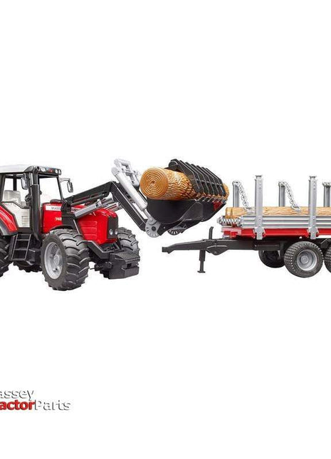 Massey Ferguson 7480 with frontloader and timber trailer 1:16 - T020460-Bruder-Childrens Toys,collectable,Collectable Models,kids,Model Tractor,Not On Sale