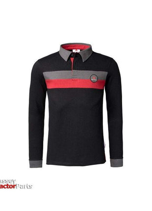 Mens Black Long-Sleeved Polo Shirt - X993312010-Massey Ferguson-Clothing,Men,Men & Women Shirt & Polo,Merchandise,On Sale,polo,Polo Shirt,workwear