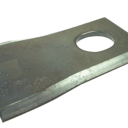 Mower Blade - Twisted blade, top edge sharp & parallel -  94 x 50x4mm - HoleâŒ€20.5mm  - LH -  Replacement for JF, Stoll
 - S.77084 - Massey Tractor Parts