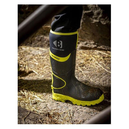Buckler Hi Viz Safety Wellies - Black - BBZ8000BK/YL - Massey Tractor Parts